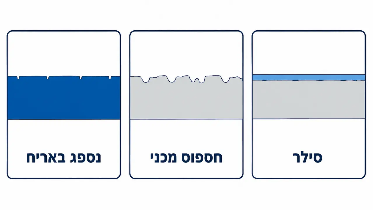 מה ההבדל בין חומר שנספג בקרמיקה לבין טיפול שמחספס את פני השטח?