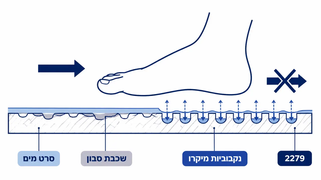 מה בעצם מחליק במקלחת, האריח או השכבה שעליו?