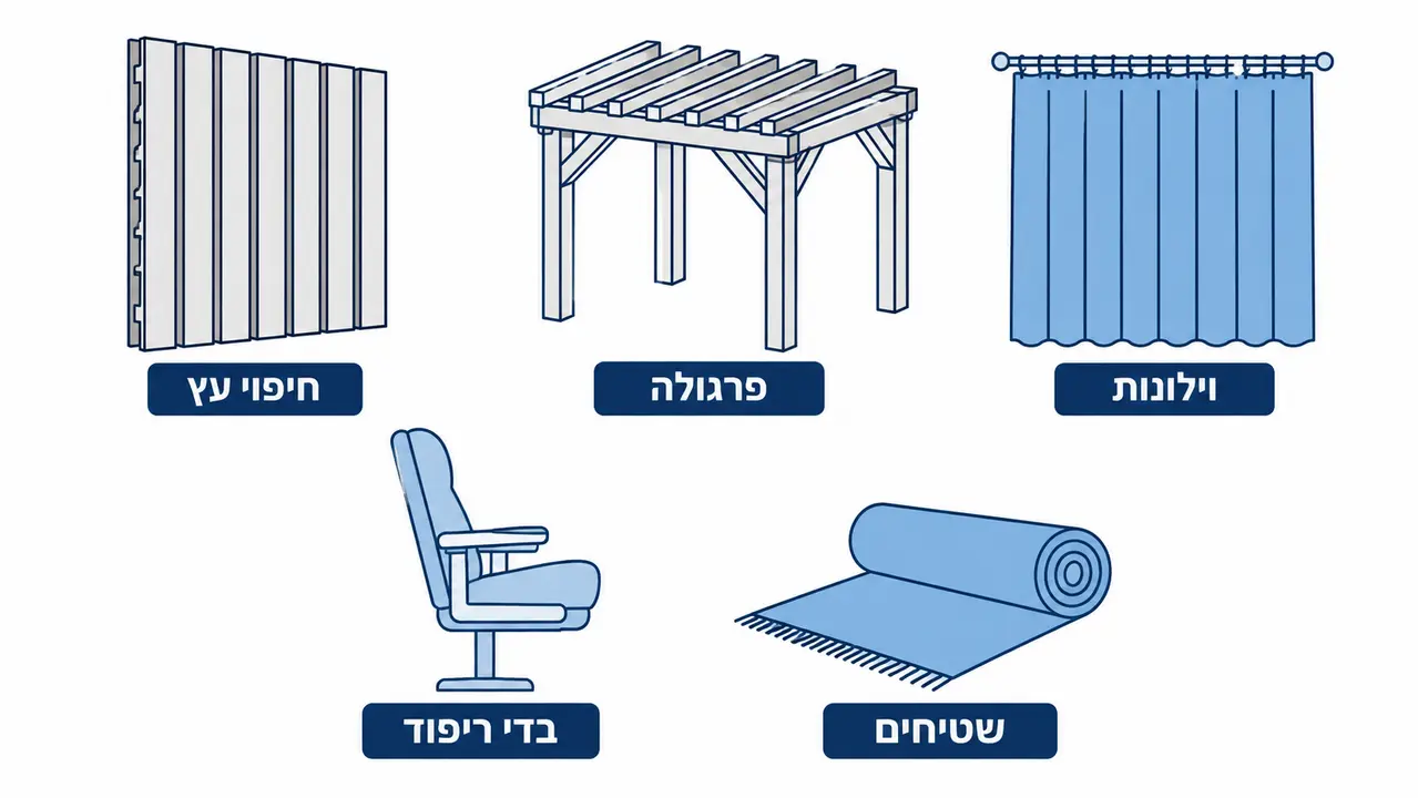 איפה מיישמים בפועל: עץ, טקסטיל ואלמנטים אקוסטיים